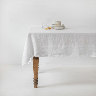White Lightweight Linen Tablecloth 1