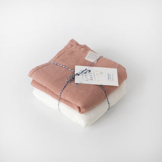 Baby White & Cafe Creme Linen Swaddles Set of 2 2