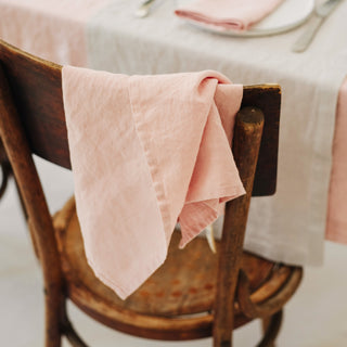 Misty Rose Washed Linen Tea Towel 