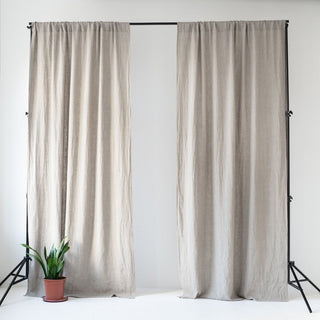 Natural Linen Night Time Rod Pocket Curtain Set of 2 - Linen Tales 