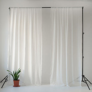 Optical White Linen Daytime Rod Pocket Curtain Set of 2 - Linen Tales 