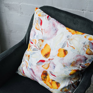 Orange Flow Print Linen Cushion Cover 3 3