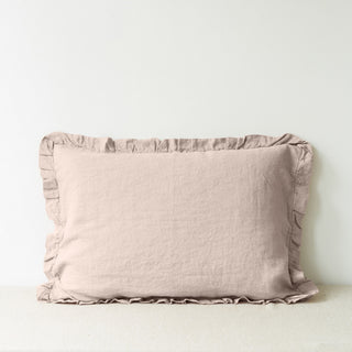 Portobello Frilled Washed Linen Pillow Case 