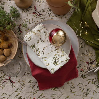 Christmas Mistletoe Linen Napkins 3